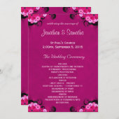 Dark Fuchsia Bloemen Vlakke Huwelijksprogramma Sja Programma (Voorkant / Achterkant)