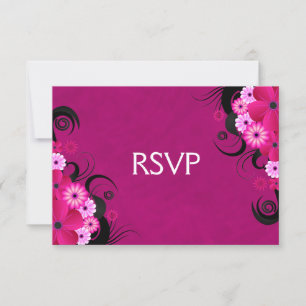 Dark Fuchsia Bloemenbruiloft RSVP Reactie Kaarten Kaartje