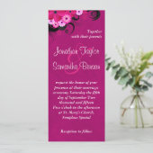 Dark Fuchsia Floral 4 "x 9.25" bruiloft uitnodigin Kaart (Staand voorkant)