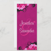 Dark Fuchsia Floral 4 "x 9.25" bruiloft uitnodigin Kaart (Achterkant)