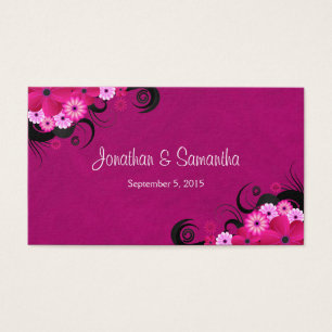 Dark Fuchsia Floral Large Wedding Favor Tags