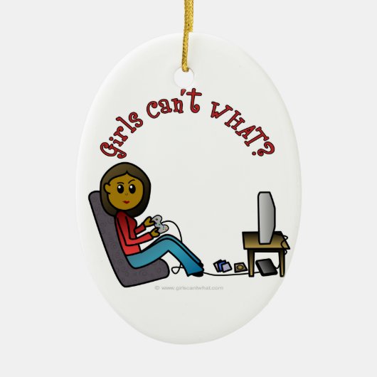 Dark Gamer Girl Keramisch Ornament (Voorkant)