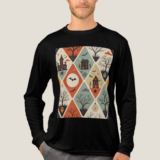 Dark ghost pattern Tri-Blend shirt (Voorkant volledig)