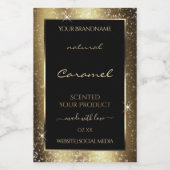 Dark Golden Sparkle Glitter Lijst Productlabel Voedselcontainer Etiket (Enkel label)