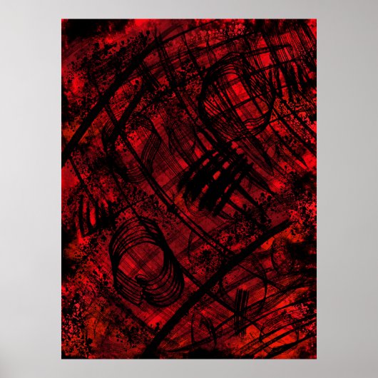 Dark Gothic Abstract Wall Art Red and Black Poster (Devant)