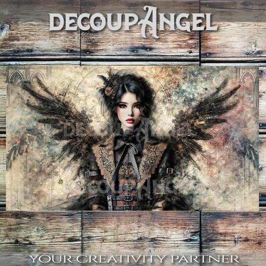 Dark Gothic Angel Decoupage Tissuepapier