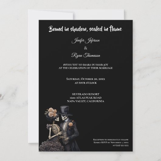 Dark Gothic Halloween wedding invitation (Devant)