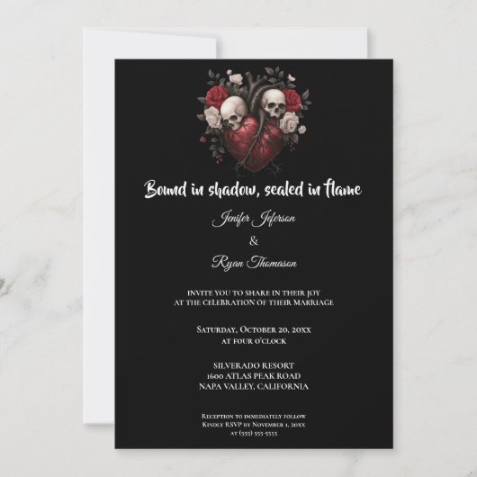 Dark Gothic Halloween wedding invitation (Devant)