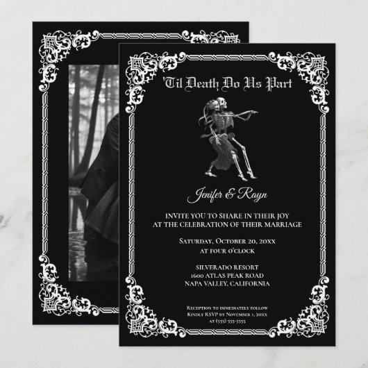 Dark Gothic Halloween wedding Invitation (Devant / Derrière)
