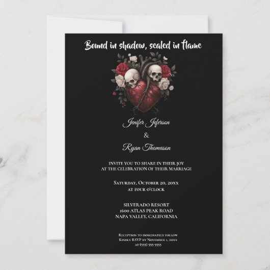 Dark Gothic Halloween wedding invitation (Devant)
