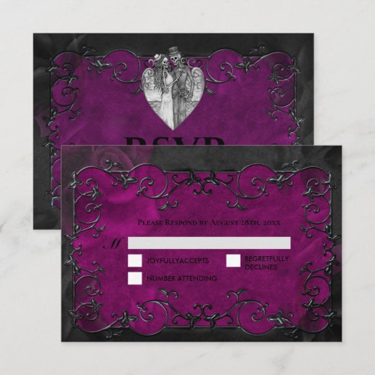 Dark Gothic Halloween Wedding RSVP Card (Devant / Derrière)