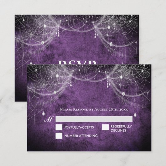 Dark Gothic Halloween Wedding RSVP Card (Devant / Derrière)