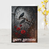 Dark Gothic Raven and Roses Mural Birthday Kaart (Gele Bloem)