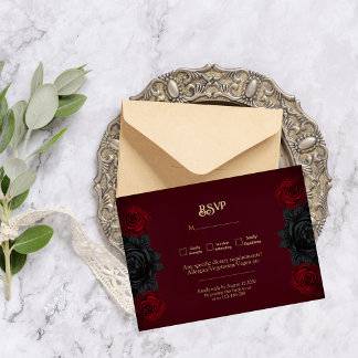 Dark Gothic Romance Roses Wedding RSVP