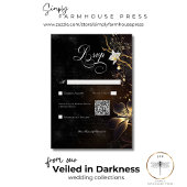 Dark Gothic Zwart & Wit Orchidee Spells QR Code RSVP Kaartje