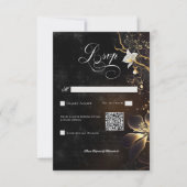 Dark Gothic Zwart & Wit Orchidee Spells QR Code RSVP Kaartje (Voorkant)