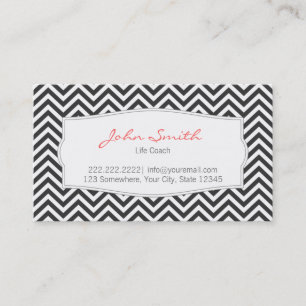 Dark Gray Chevron Stripes Life Coach Visitekaartje