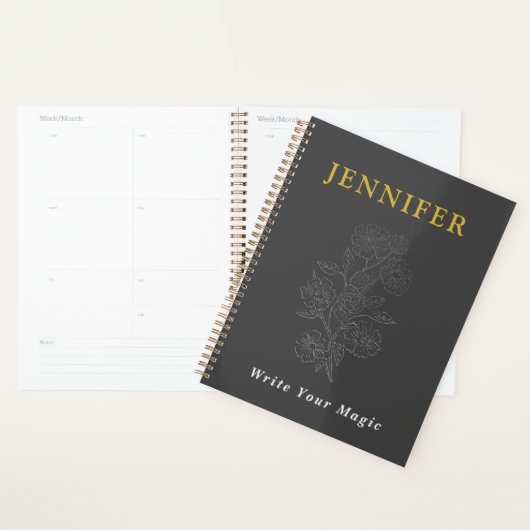 Dark Gray Elegant Custom Notebook – Sleek  Planner (Display)