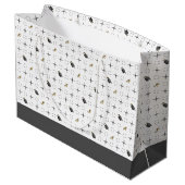 Dark Gray Graduation Caps and Diploma Pattern Groot Cadeauzakje (Achterkant Gekanteld)