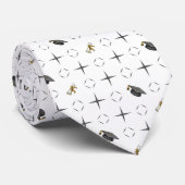 Dark Gray Graduation Caps and Diploma Pattern Stropdas (Opgerold)