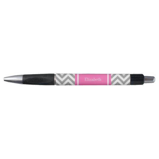 Dark Gray Lg Chevron Hot Pink #2 Naam Monogram Pen (Voorkant)