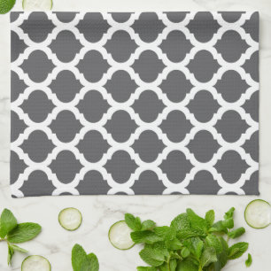 Dark Gray Moroccan Pattern Kitchen Towels Theedoek