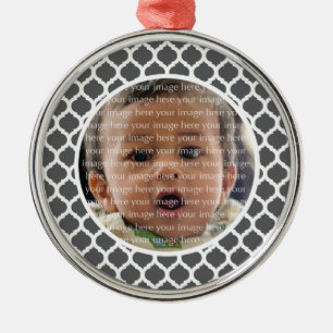 Dark Gray Moroccan Pattern Photo Ornament