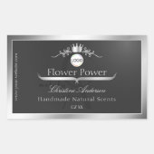 Dark Gray Product Label Silver Frame Logo Monogram (Voorkant)