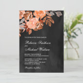 Dark Gray Rustic Earthy Terracotta Floral Wedding Kaart (Staand voorkant)