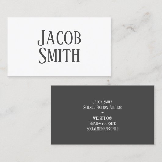 Dark Gray Science Fiction Author Visitekaartje (Voorkant / Achterkant)