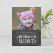 Dark Gray Spooktacular Halloween Foto Kaart (Staand voorkant)