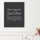 Dark Gray Wedding Guest Book Poster