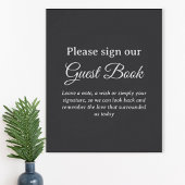 Dark Gray Wedding Guest Book Poster