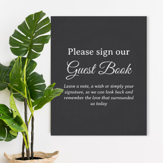Dark Gray Wedding Guest Book Poster Perfect Poster