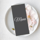 Dark Gray Wedding Menu Card