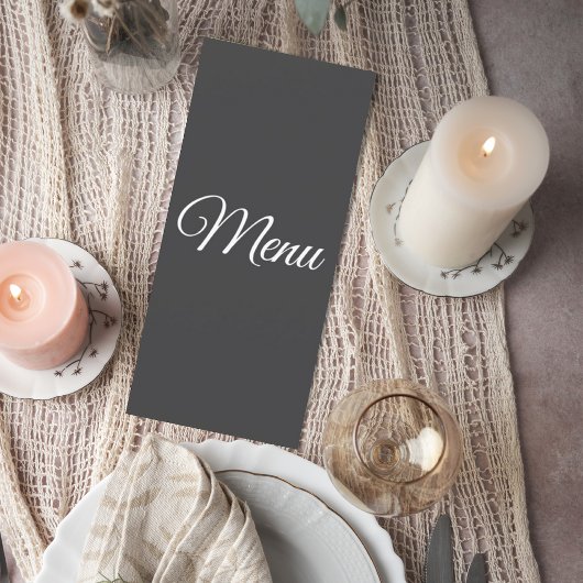 Dark Gray Wedding Menu Card