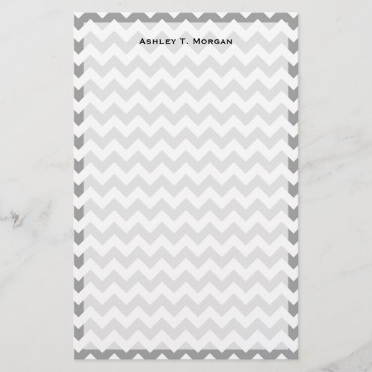 Dark Gray White Chevron Zig-Zag Pattern Briefpapier (Voorkant)