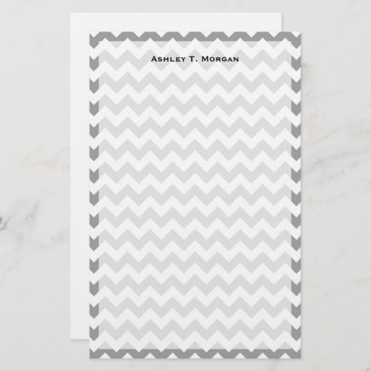 Dark Gray White Chevron Zig-Zag Pattern Briefpapier (Voorkant / Achterkant)