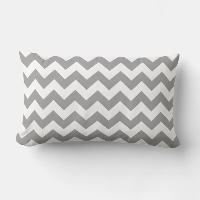 Dark Gray White Chevron Zig-Zag Pattern Kussen (Voorkant)