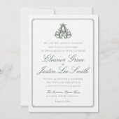 Dark Green "A" Monogram Wedding Invitation (Devant)
