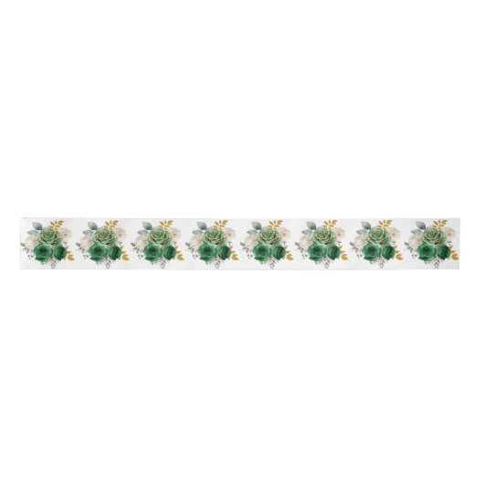 Dark Green and Gold Elegant Flowers Lint (Voorkant)