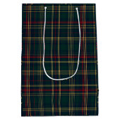 Dark Green and Red Christmas Plaid Gift Bag  Medium Cadeauzakje (Achterkant)