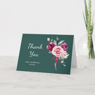 Dark Green, Bourgogne & Boho Blush Merci Note