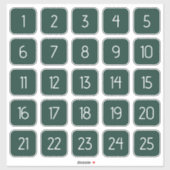 Dark Green Customizable Square Number Stickers  (Feuille)