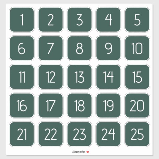 Dark Green Customizable Square Number Stickers  (Vel)
