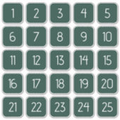 Dark Green Customizable Square Number Stickers  (Voorkant)