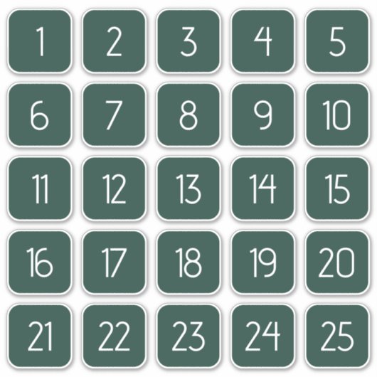 Dark Green Customizable Square Number Stickers  (Devant)