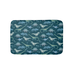 Dark Green Cute Dinosaur Pattern Badmat