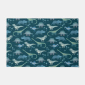 Dark Green Cute Dinosaur Pattern Deurmat (Voorkant)