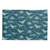 Dark Green Cute Dinosaur Pattern Kussensloop (Achterkant-Links)